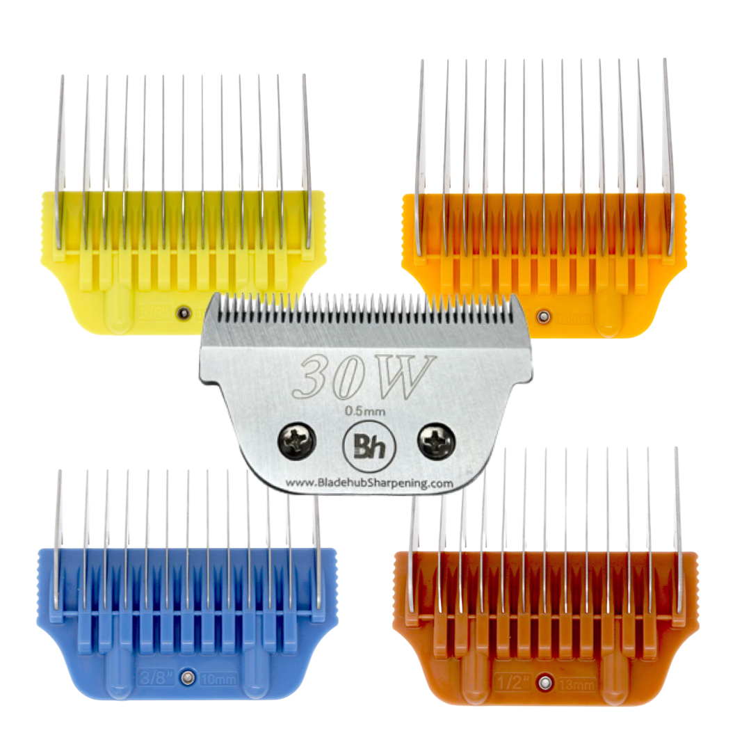 Bladehub | Wide Clipper Comb Attachment Set of 4 with a #30W Blade