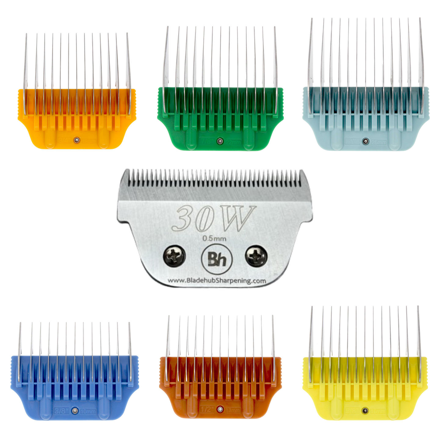 Bladehub | Wide Clipper Comb Attachment Set of 6 with a #30W Blade