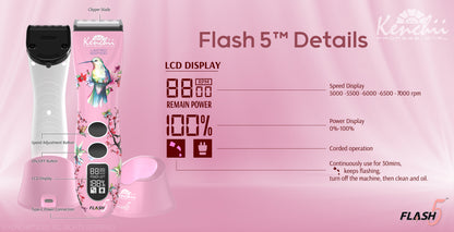 Kenchii Flash5™ | 5-in-1 Digital Cordless Clipper | Pink Edition