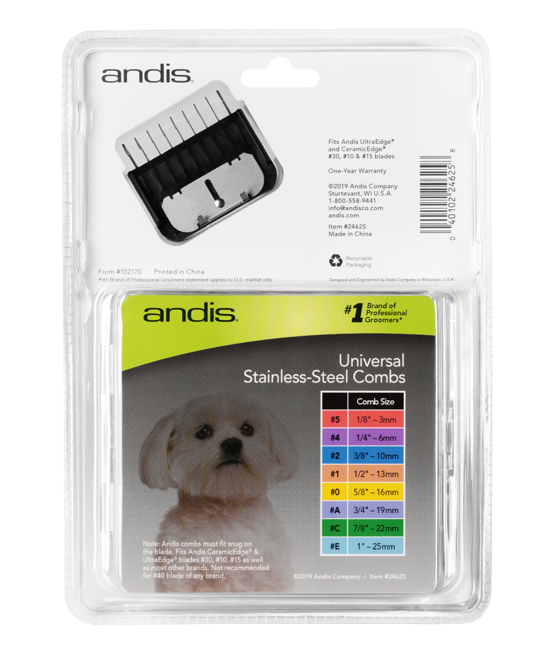 Andis | Universal Stainless Steel Combs 8-Piece Set