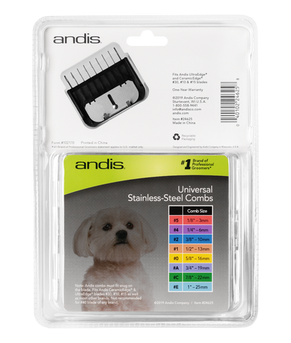 Andis | Universal Stainless Steel Combs 8-Piece Set